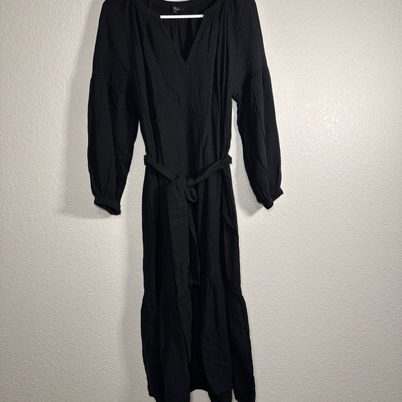 Rails Organic Cotton Vittoria Dress in Black  Double Gauze Maxi Tiered Small - Picture 4 of 9